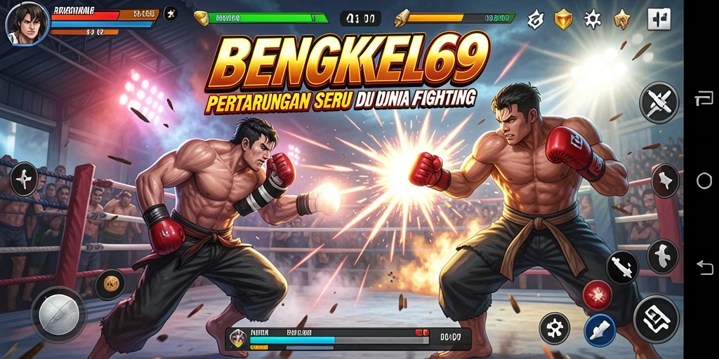 Tampilan gameplay BENGKEL69 yang seru dan intens dalam pertempuran Fighting.