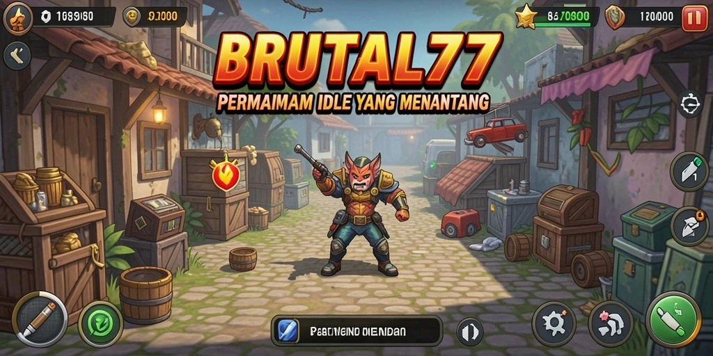 Tampilan gameplay BRUTAL77 yang menarik dan interaktif.