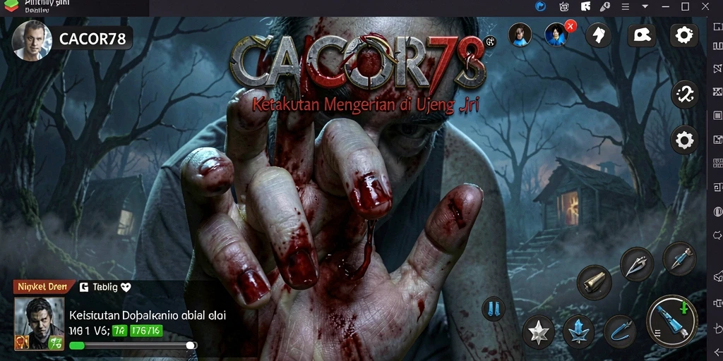 Tangkapan layar gameplay menakutkan dengan suasana gelap dan mencekam.