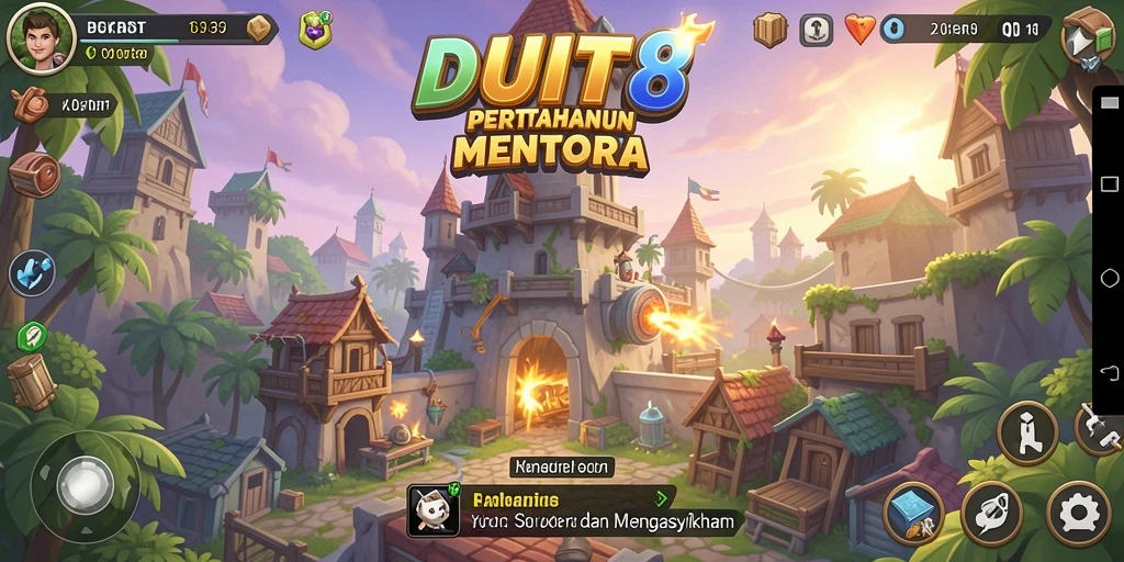 Tampilan gameplay menegangkan dalam pertahanan menara di DUIT8.