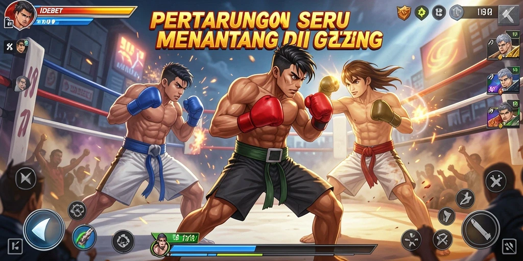 Screenshot IDEBET menampilkan aksi pertarungan seru dan karakter yang unik.