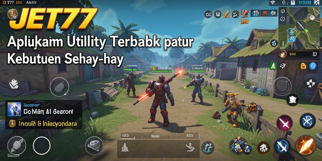 Tampilan utama aplikasi JET77 dengan fitur-fitur unggulan Utility.
