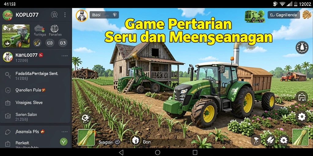 Tangkapan layar utama menampilkan gameplay pertanian yang dinamis dan interaktif.