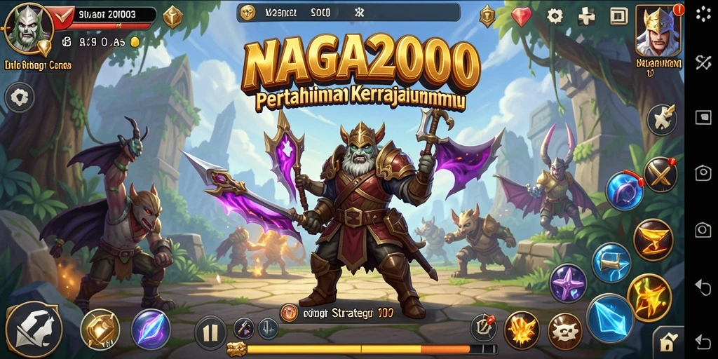 Tangkapan layar gameplay NAGA2000 yang menunjukkan pertahanan menara yang strategis.