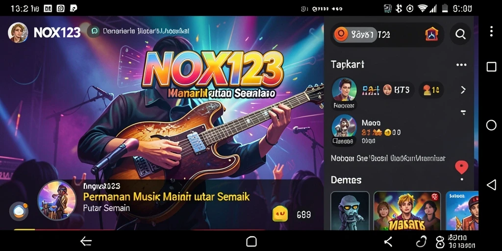 Tampilan permainan NOX123 dengan berbagai pilihan lagu yang menarik.