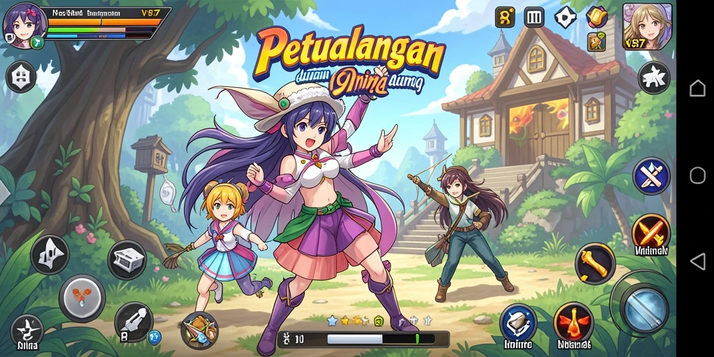Screenshot gameplay V87 menampilkan aksi seru dalam dunia anime.