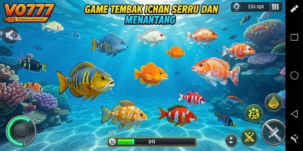 Screenshot gameplay VO777 dengan aksi tembak ikan yang seru.