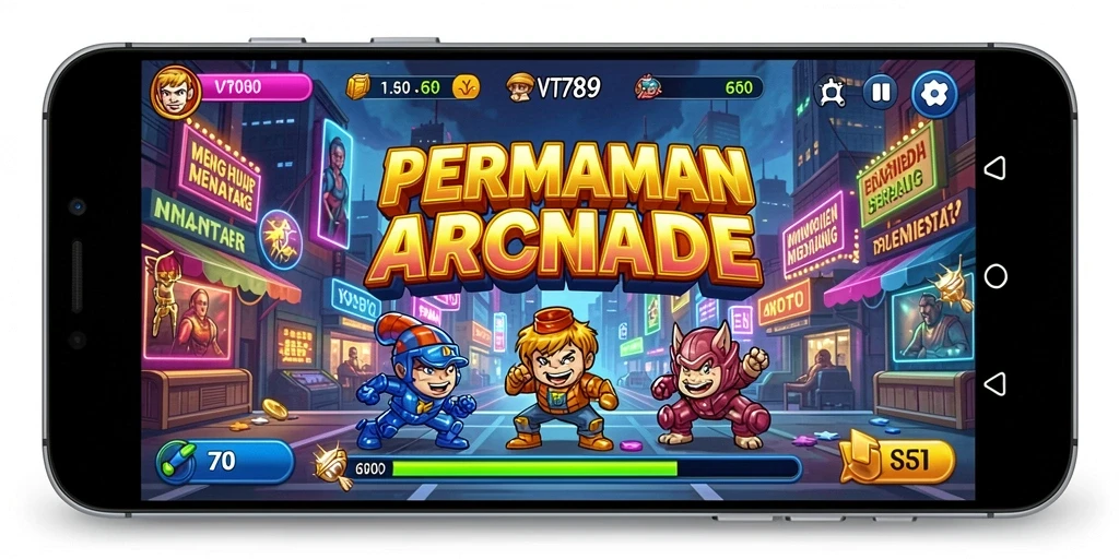 Tangkapan layar utama VT789 menampilkan aksi seru dalam gameplay Arcade.